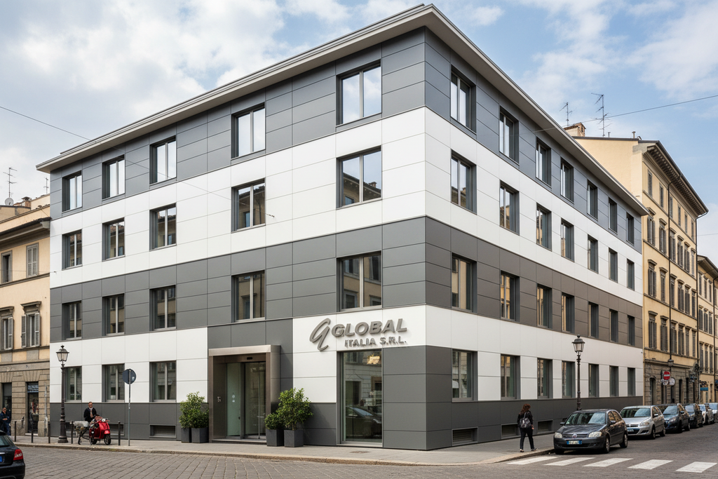 Edificio commerciale con facciata Alucobond